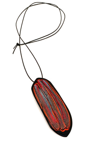 John Oxenbury Canada vintage large copper enamel hand painted pendant brooch Modernist design