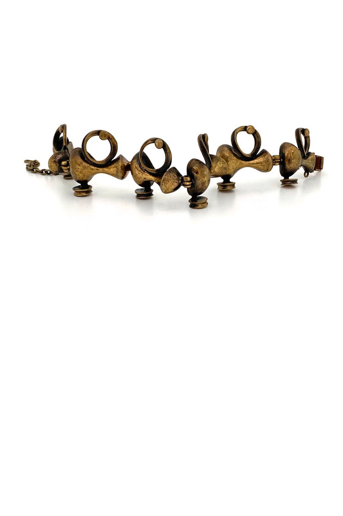 Jorma Laine Finland vintage bronze sculptural panel link bracelet Scandinavian Modernist jewelry design