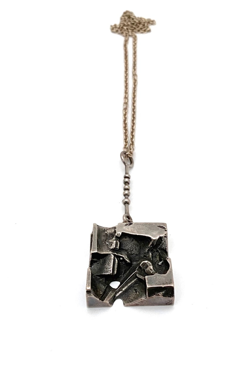 Jorma Laine Kultateollisuus Ky Finland vintage large sculptural pendant necklace Scandinavian Modernist jewelry design