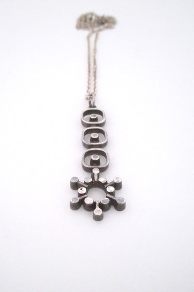 Jorma Laine Finland vintage modernist silver pendant necklace Nordic design