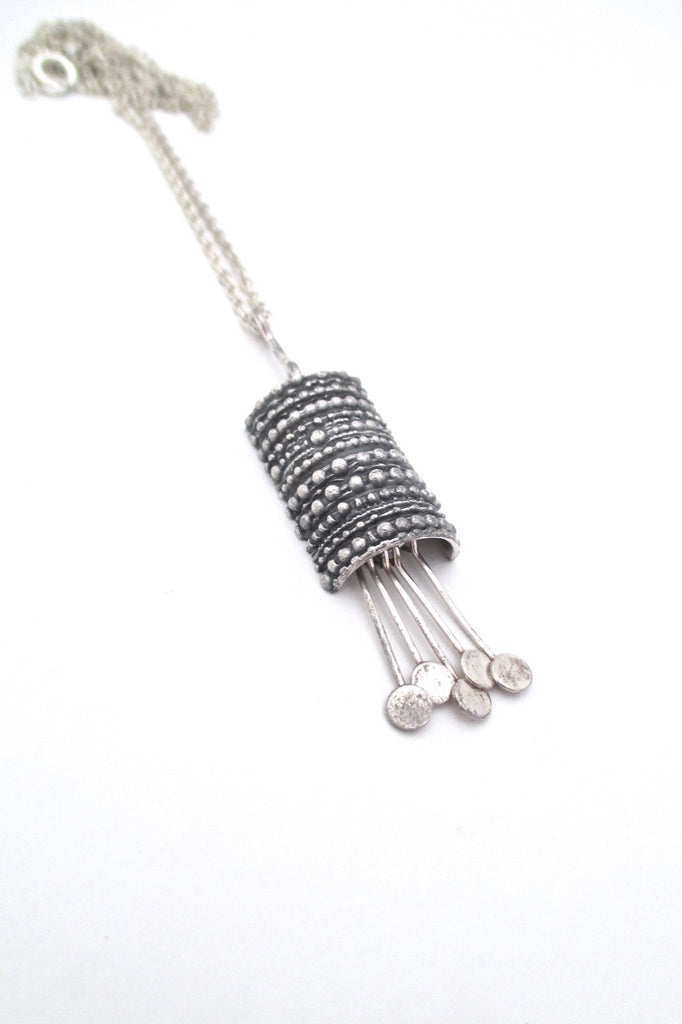 Jorma Laine for Kultateollisuus Finland vintage silver kinetic pendant necklace 1971
