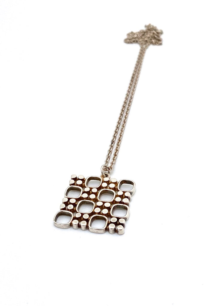 Jorma Laine Kultateollisuus Finland vintage silver pendant necklace 1971 Scandinavian Modernist jewelry design