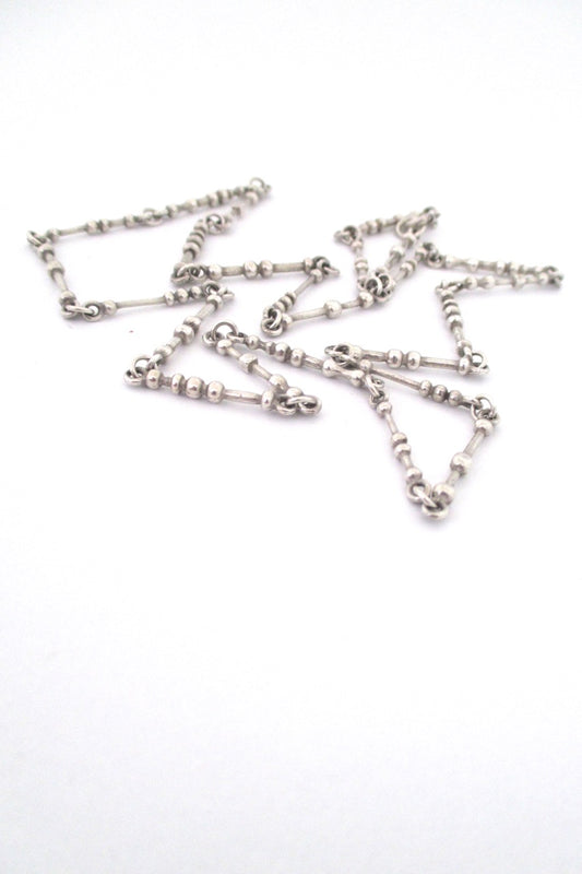 detail Jorma Laine Finland vintage silver long link chain mid century Scandinavian design