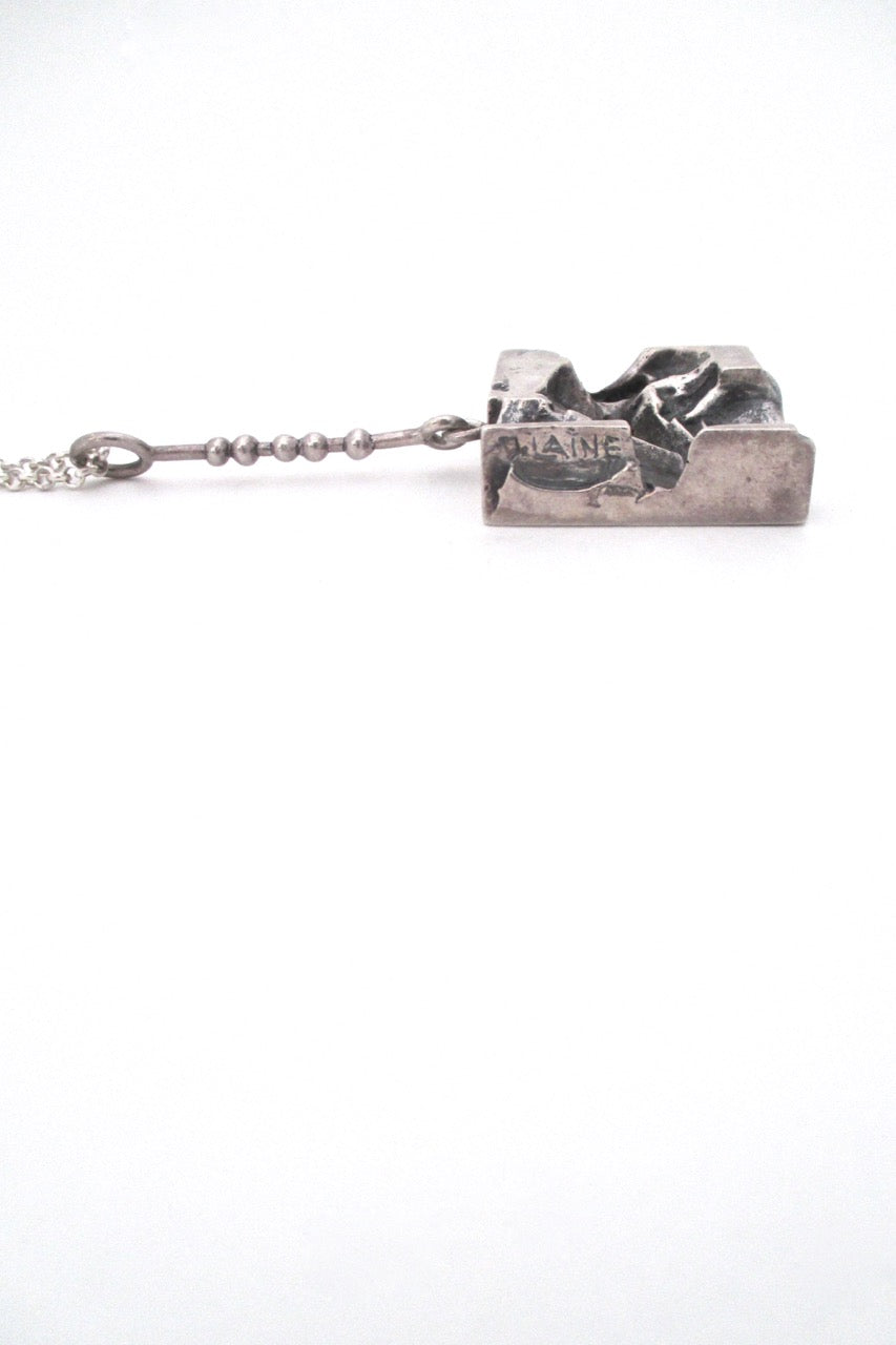 Jorma Laine large sculptural silver pendant 1971 ~ signed