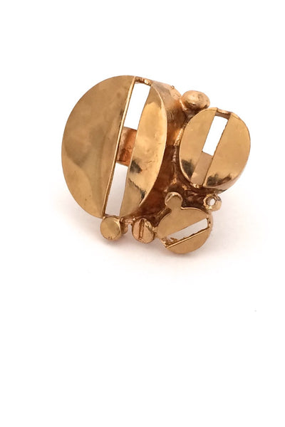 Jorma Laine Finland large vintage gilded bronze ring