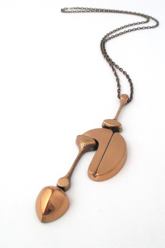 Jorma Laine Finland vintage modernist bronze extra large pendant necklace