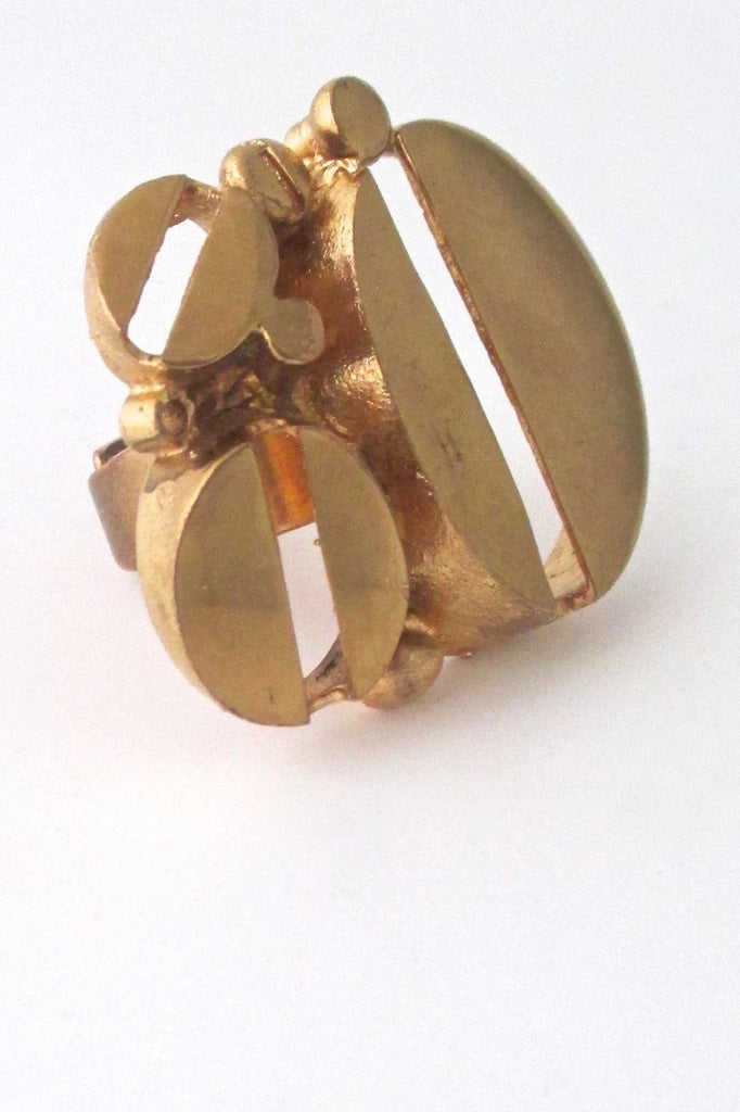 Jorma Laine Finland massive gilded bronze ring at Samantha Howard Vintage