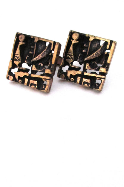 Jorma Laine Finland vintage Scandinavian modernist bronze cufflinks