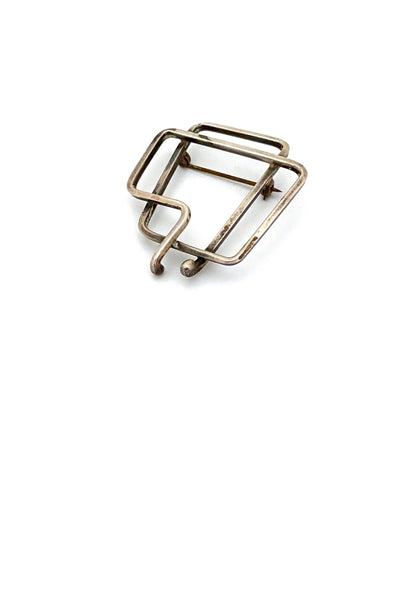 Joseph Skinger USA 1911 - 1967 vintage silver openwork brooch American Modernist jewelry design