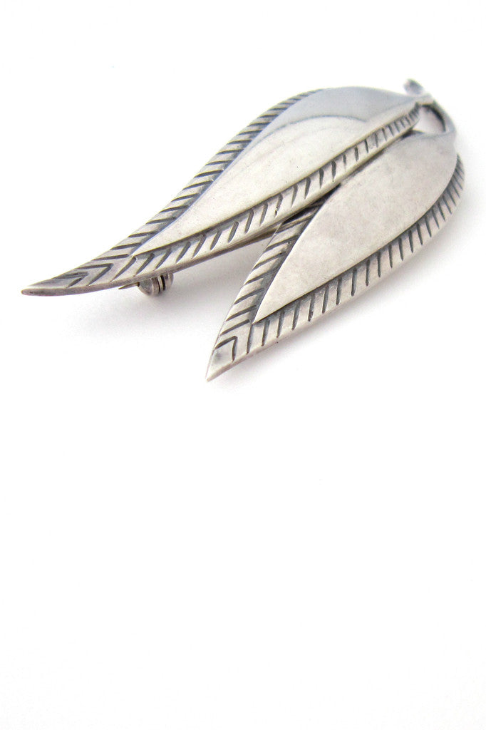 Just Andersen Denmark vintage silver stylized leaf brooch