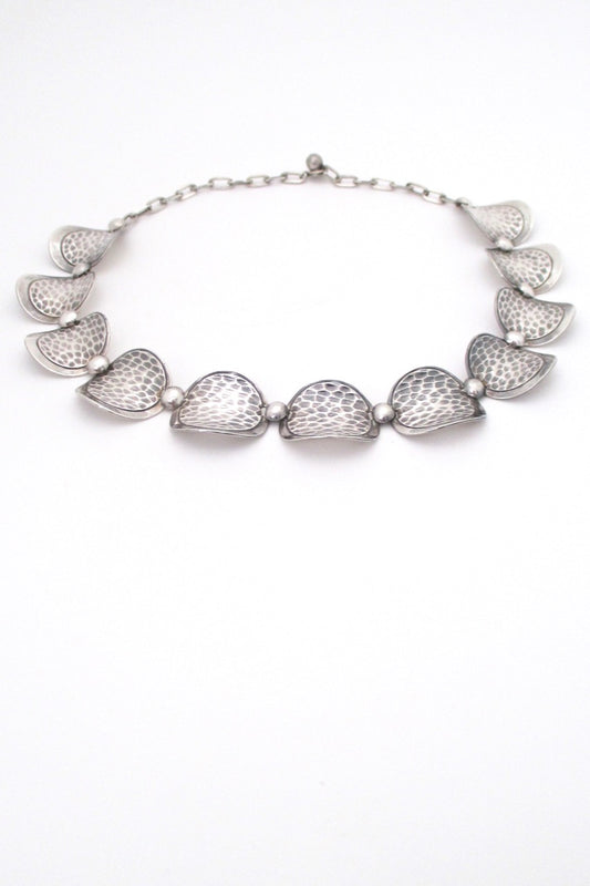 Alton Sweden textured silver Scandinavian Modern link necklace by KE Palmberg 1974 