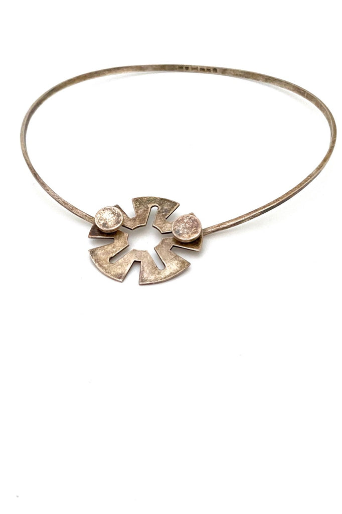 Kalevala Koru Finland vintage silver neck ring and integral pendant 1959 Scandinavian Modernist jewelry design