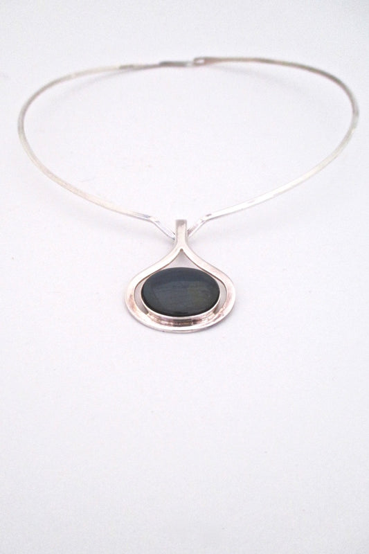 Kalevala Koru Finland vintage silver spectrolite pendant choker Scandinavian Modern design