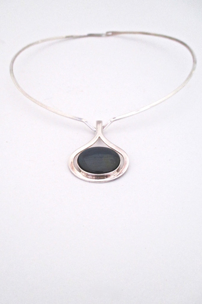 Kalevala Koru Finland vintage silver spectrolite pendant choker Scandinavian Modern design