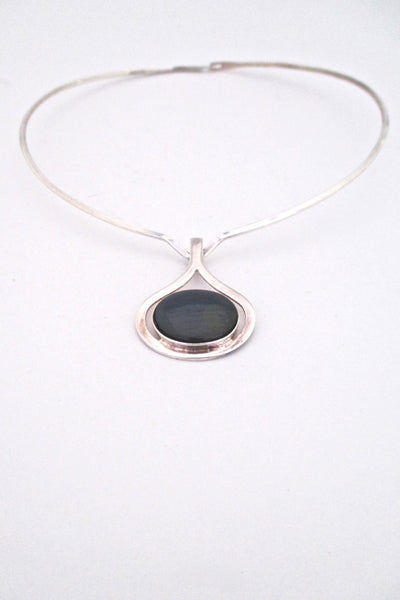 Kalevala Koru Finland vintage silver spectrolite pendant choker Scandinavian Modern design