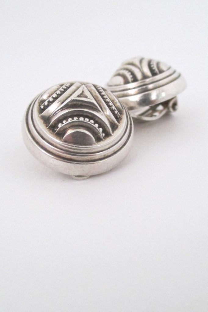 Kalevala Koru Finland large vintage sterling silver dome earrings