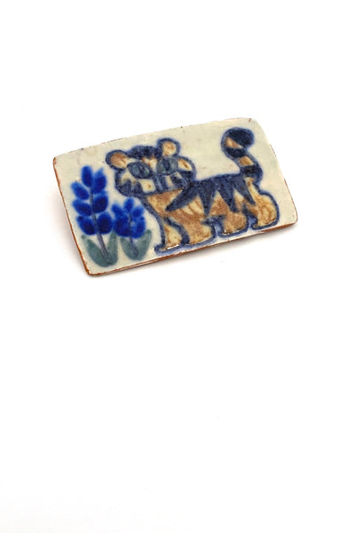 Karin og AAse Denmark vintage ceramic hand decorated brooch Scandinavian jewelry design