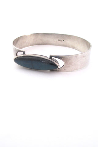 Kaunis Koru Finland vintage modernist silver spectrolite hinged bracelet Nordic design