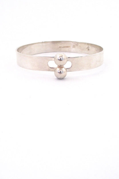 Kaunis Koru Finland vintage silver double spheres Modernist bracelet by Heikki Kaksonen 1974