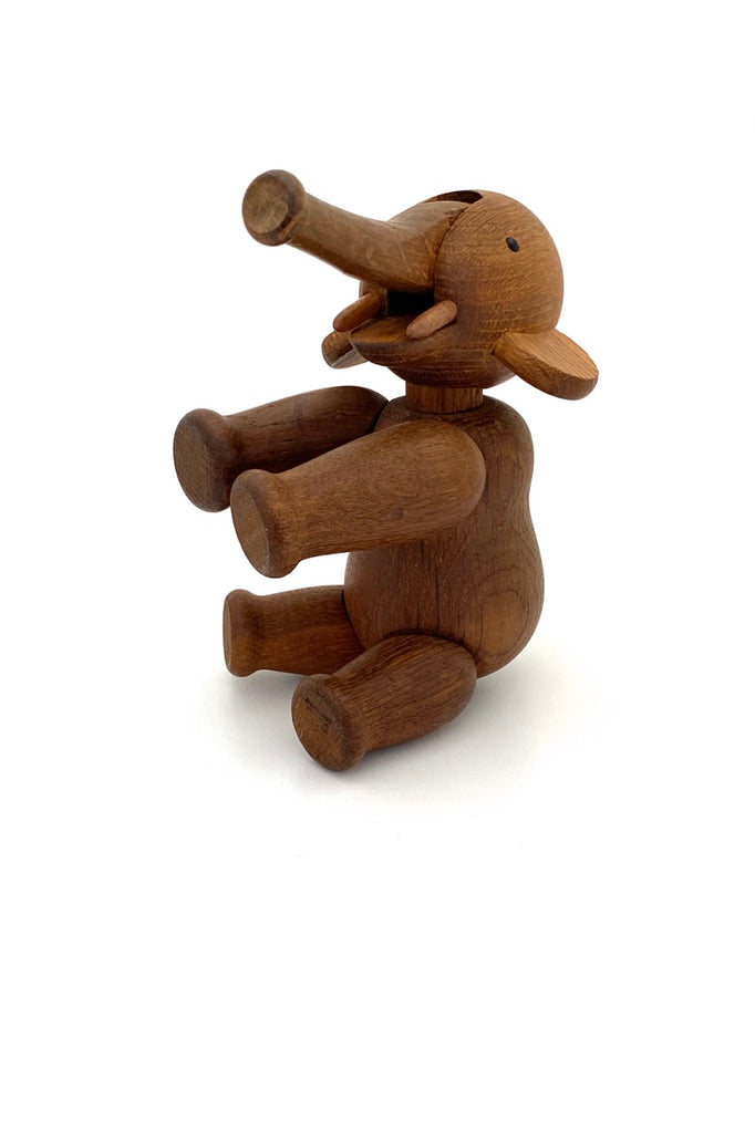 Kay Bojesen Denmark vintage wooden oak articulated elephant sculpture Scandinavian Modern design