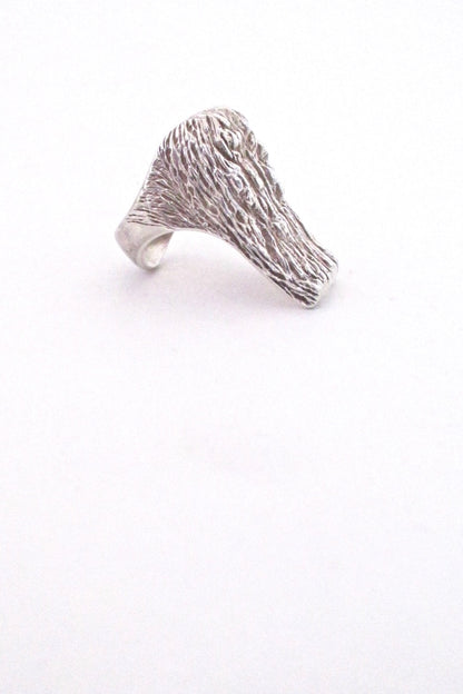 Knud V Andersen Denmark vintage silver Bark ring Scandinavian Modern design