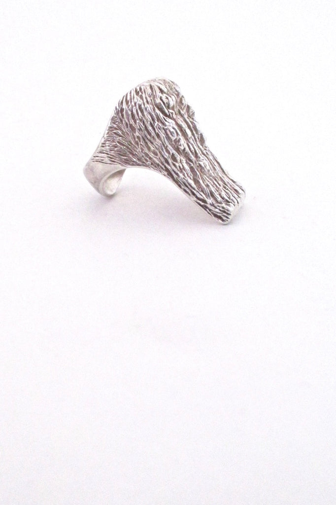 Knud V Andersen Denmark vintage silver Bark ring Scandinavian Modern design