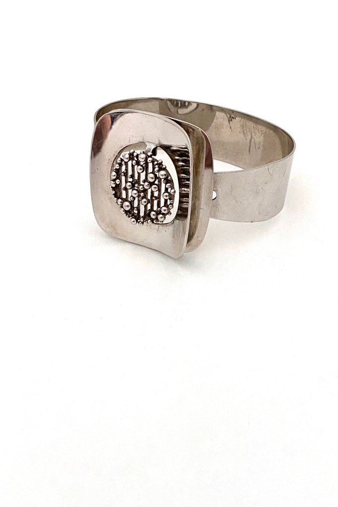 Kollmar & Jourdan Germany vintage sterling silver hinged bracelet mid century Modernist jewelry design