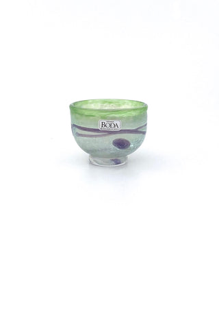 Kosta Boda Sweden vintage blown glass Artist Collection Galaxy bowl green purple Bertil Vallien