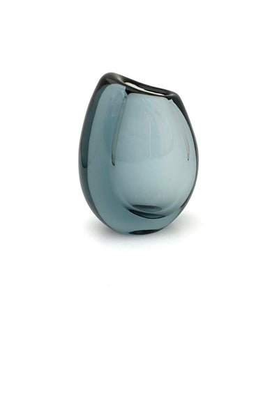 Kosta Sweden vintage blown glass Dark Magic vase twilight blue Vicke Lindstrand signed Scandinavian Modern design