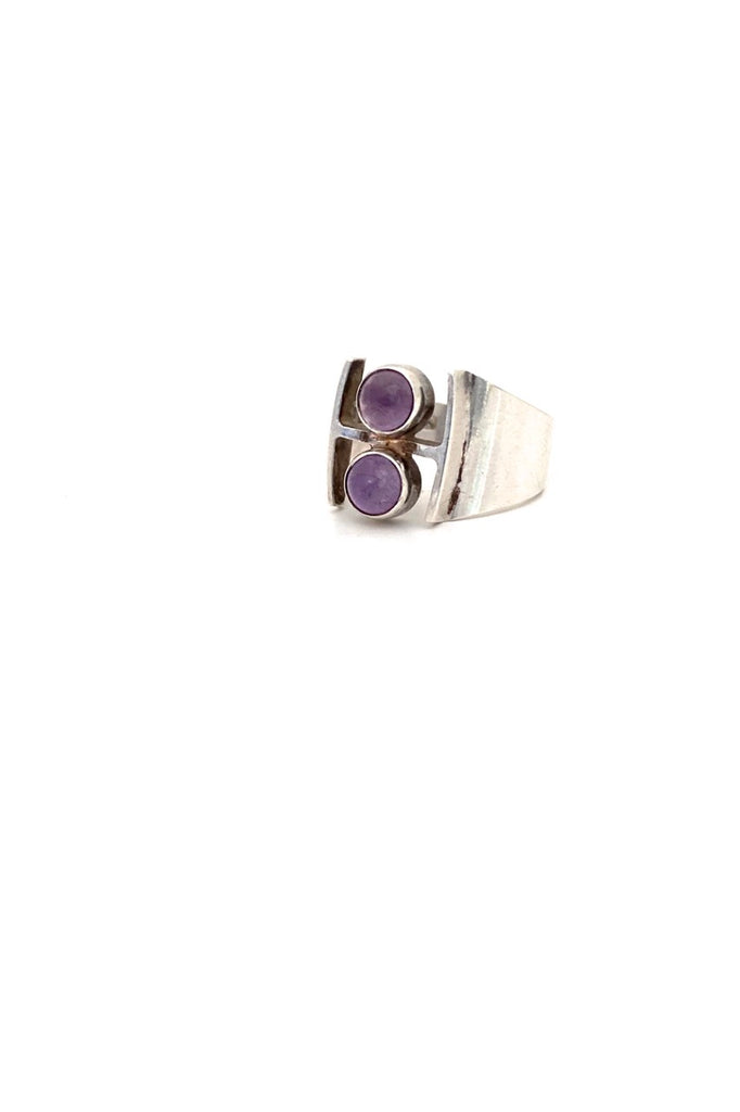 Kultaseppa Salovaara Finland vintage silver amethyst ring 1973 Scandinavian Modernist jewelry design