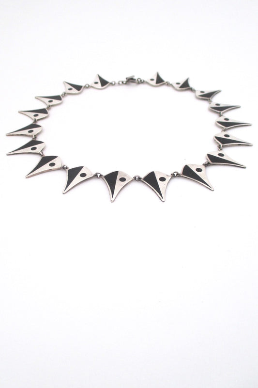 Kurt Eriksen Denmark vintage Scandinavian Modern silver and enamel choker necklace