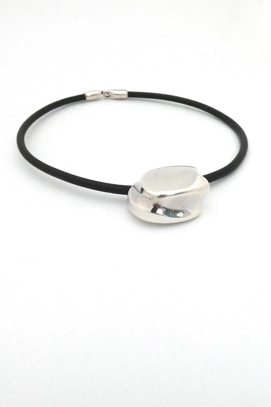 Lapponia Finland vintage silver leather collier choker necklace Poul Havgaard 1974 Scandinavian Modernist design jewelry
