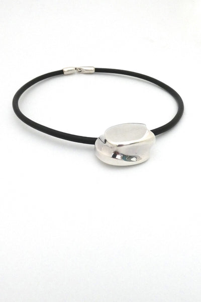 Lapponia Finland vintage silver leather collier choker necklace Poul Havgaard 1974 Scandinavian Modernist design jewelry