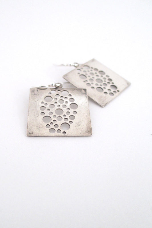 Liisa Vitali for Nils Westerback vintage modernist silver Pitsi earrings 1970