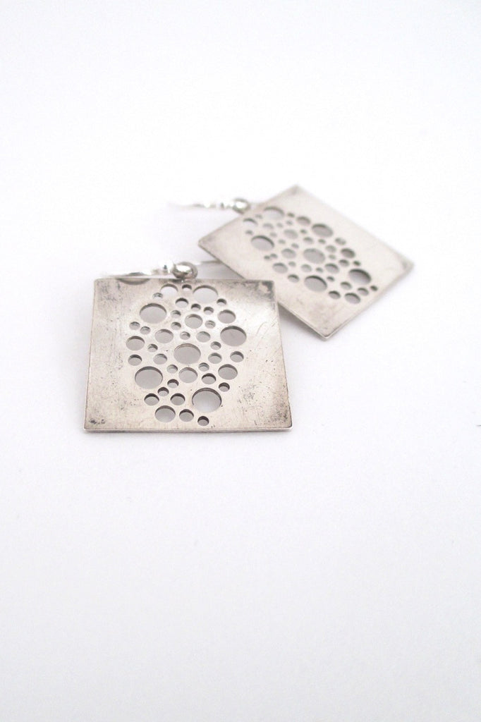 Liisa Vitali for Nils Westerback vintage modernist silver Pitsi earrings 1970