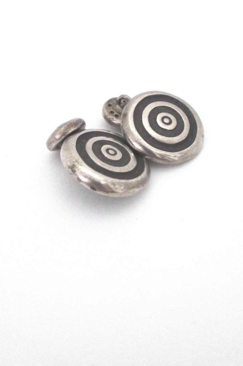 Lisa Jenks USA vintage post modern sterling silver target cufflinks