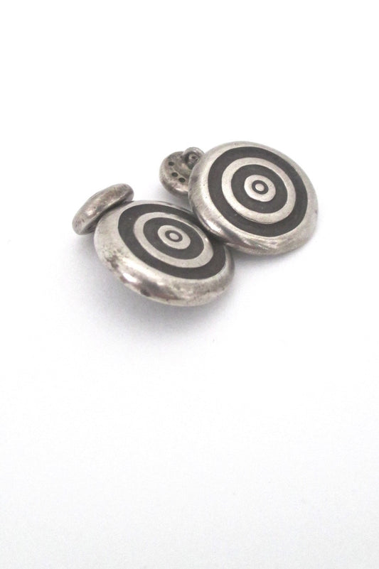 Lisa Jenks USA vintage post modern sterling silver target cufflinks