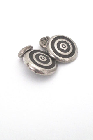 Lisa Jenks USA vintage post modern sterling silver target cufflinks