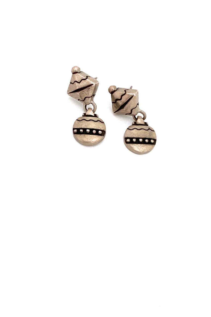 Lisa Jenks USA vintage postmodern silver drop earrings