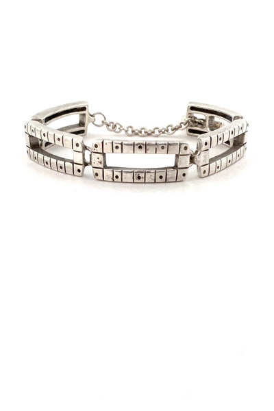 Lisa Jenks USA vintage postmodern heavy silver Checkerboard link bracelet