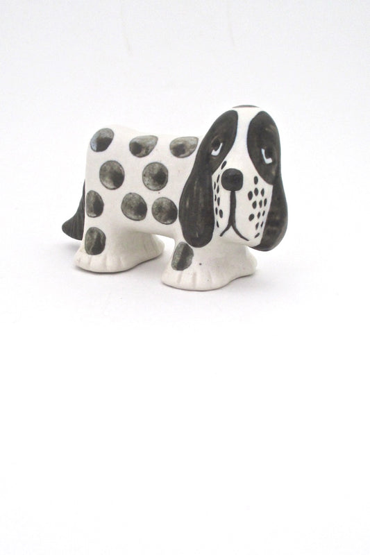 Lisa Larson Gustavsberg Sweden vintage ceramic Sleepy Spotted Spaniel Kennel 1972 series