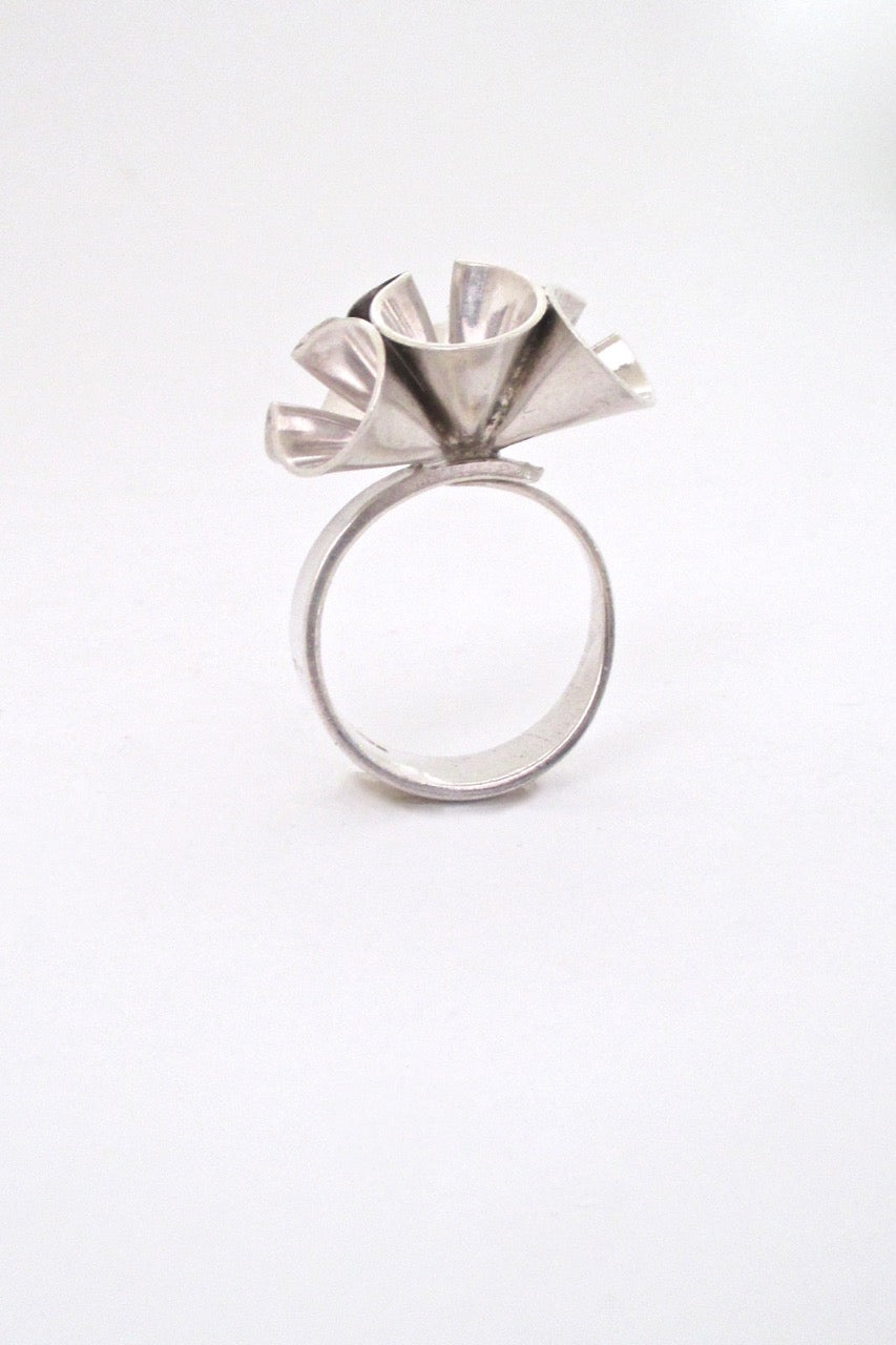 Magnus Aase Norway vintage silver Scandinavian Modern cones ring