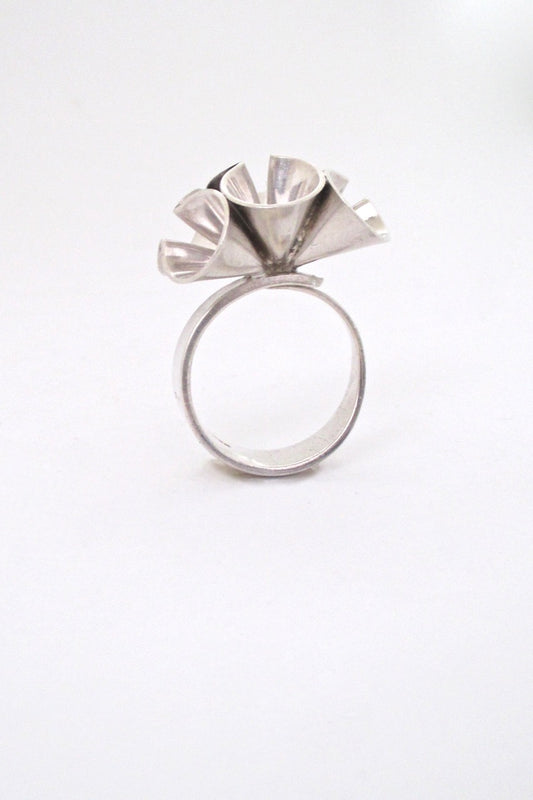 Magnus Aase Norway vintage silver Scandinavian Modern cones ring
