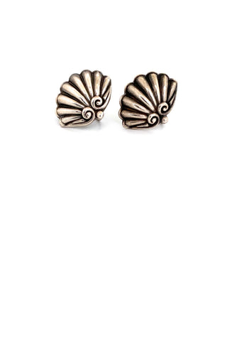 Margot de Taxco Mexico vintage silver shell earrings