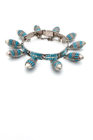 Margot de Taxco silver & sky blue enamel kinetic bracelet