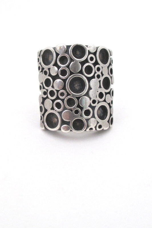Marianne Berg for Uni David Andersen Norway large heavy silver modernist circles ring