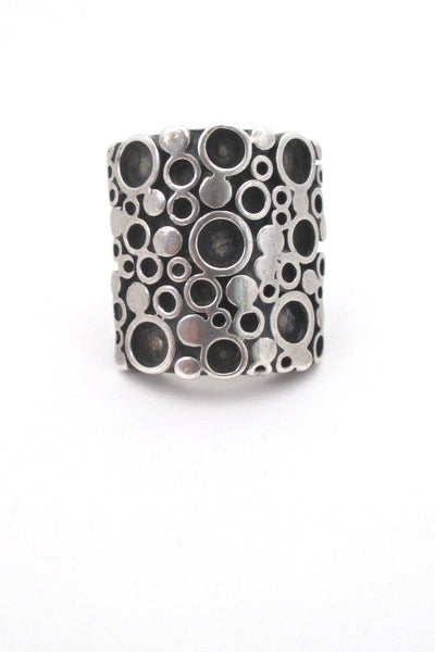Marianne Berg for Uni David Andersen Norway large heavy silver modernist circles ring