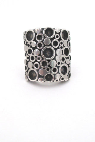 Marianne Berg for Uni David Andersen Norway large heavy silver modernist circles ring