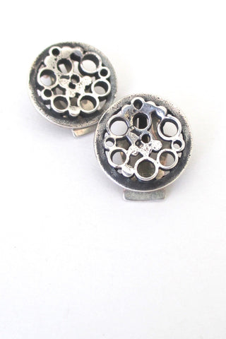 Marianne Berg for David Andersen Norway vintage Scandinavian Modernist silver ear clips
