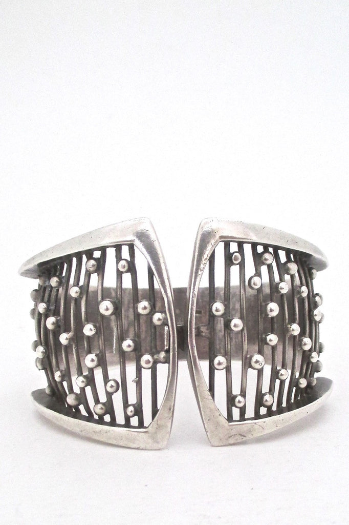 vintage Scandinavian modernist sterling silver wide bracelet Sweden 1973